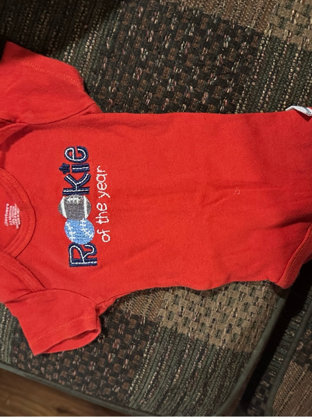 Red 'Rookie of the Year' Baby One-Piece Bodysuit